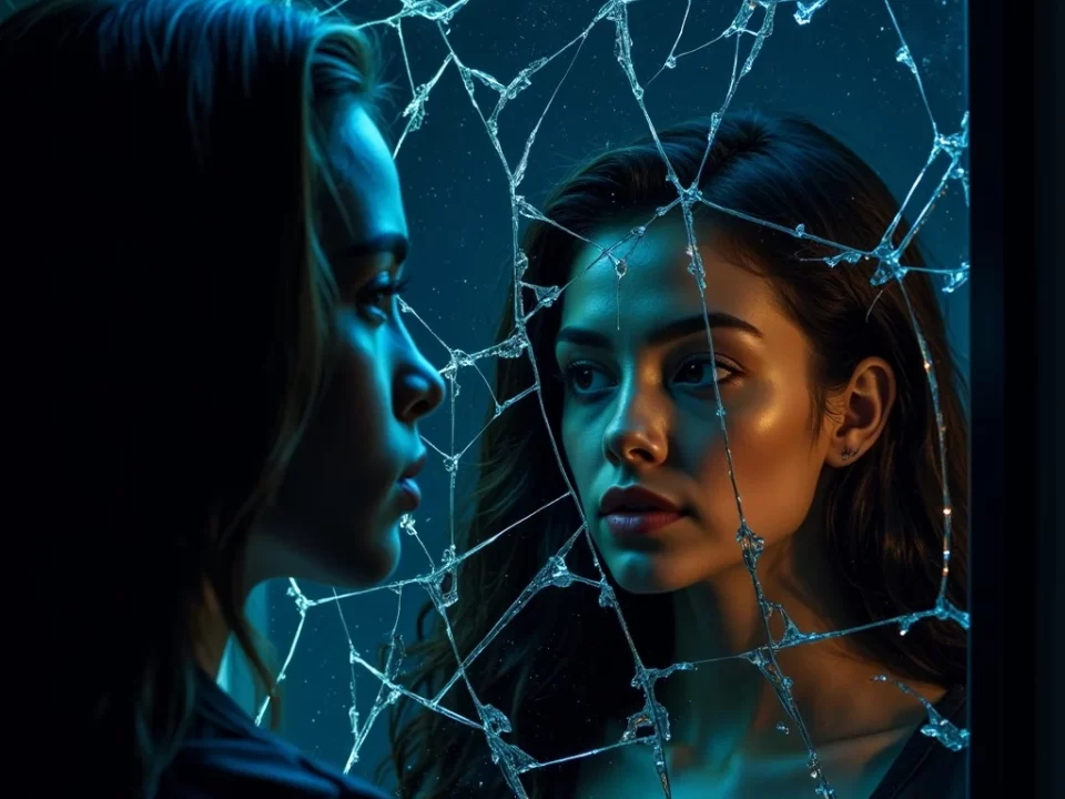 fractured blue reflection